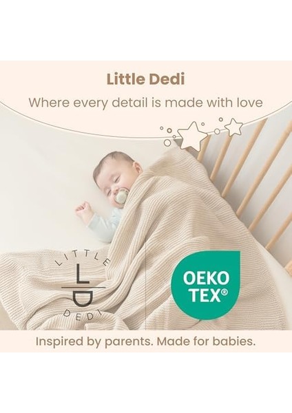 Dedi Bebek Yumuşak Örgü Battaniye – Yumuşak ve Nefes Alır – Öko-Tex Sertifikalı – Hafif ve Yumuşak – Yeni Doğanlar, Küçük Çocuklar, Çocuk Yatağı, Bebek Arabası ve Bebek Odası Için Mükemmel (Bej modelleri