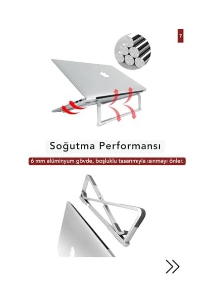 Verimly Ultra Hafif Katlanabilir Laptop Standı Yükseltici Stand Tüm Modellerle Uyumlu Metal fiyatları
