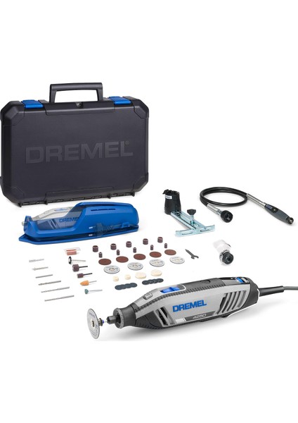 4250 Döner Alet Seti, 175 W, 3 Ek Cihaz ve 45 Aksesuarlı Çok Amaçlı Alet Seti, Sabit Elektronikli 175 W Motor, Değişken Devir Sayısı 5.000 – 35.000 Dev/dak