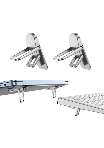 Mini Katlanabilir Dizüstü Bilgisayar Standı, 2 Adet Mini Klavye Kaldırıcı, 2 Ayarlanabilir Açıya Sahip Görünmez Bilgisayar Klavye Yükseltici, 10-17 Inç Dizüstü Bilgisayarlar Için Uygun (Beyaz) modelleri