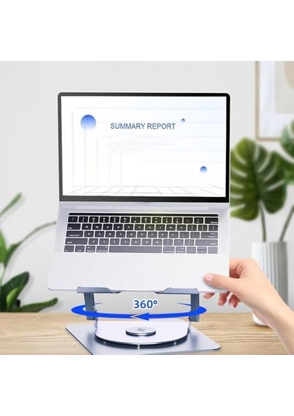 804D 360 Derece Dönebilir Alüminyum Katlanabilir Laptop Standı (Koyu Gri)