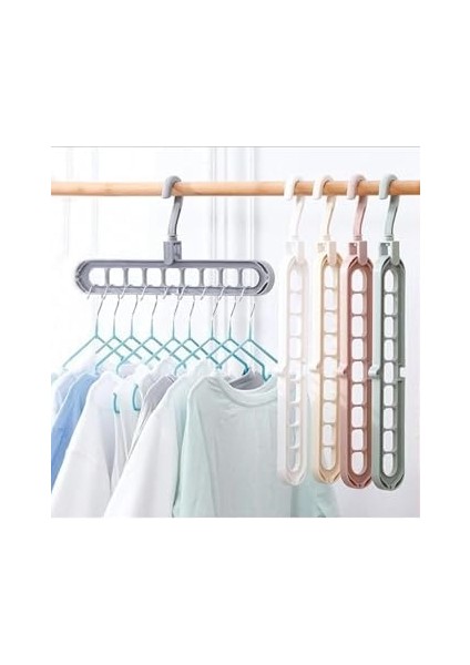 Sihirli Elbise Askısı 9 Gözlü Akıllı Askı Sihirli Askılık - 5 Adet