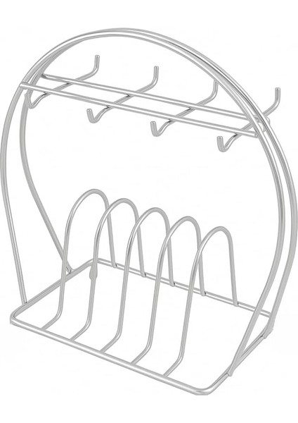 6’lı Fincan Askılığı – Metal Tabak ve Fincan Düzenleyici Stand, Paslanmaz, Şık ve Kullanışlı Mutfak Organizeri