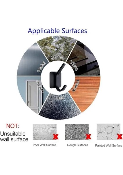 Yapışkanlı Kancalar, 4&apos;lü Paket Su Geçirmez Havlu Askısı, Dayanıklı Paslanmaz Çelik Kancalar, Banyo ve Ev Kullanımı Için Duvara Yapışan Askılık (Siyah) modelleri