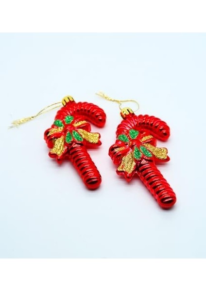 Yılbaşı Şeker Baston Şeklinde Ağaç Süsü – 4 Adet