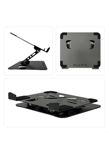 Prexua Flexer Ayarlanabilir Ergonomik Laptop Standı - Tablet Standı - Metal - Siyah - FLX2320BL (Siyah)