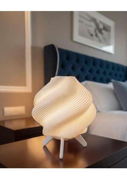 Ayaklı Modern Spiral Desenli Masa Lambası - Lamba ve Kablo Dahil, Yatak Odası - Oturma Odası - Çalışma Odası - Salon Dekoratif Tak Çalıştır Montaj Gerektirmez