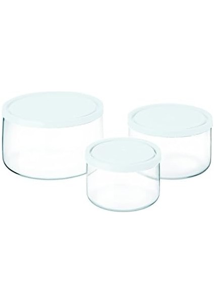 Yuvarlak 3’lü Borosilikat Cam Saklama Kabı Seti, 0.40 L + 0.80 L + 1.50 L, Sızdırmaz Kapak, Mikrodalga-Fırın-Buzdolabı-Bulaşık Makinesi Uyumlu
