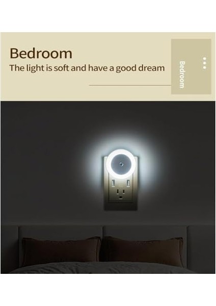 Duvara Monte LED Gece Lambası, Alacakaranlık Sensörlü, 0.5W Duvar Fişli Gece Lambası, Koridor, Merdiven, Mutfak, Banyo Için, 6&apos;lı Paket Yuvarlak Tasarım
