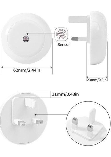Duvara Monte LED Gece Lambası, Alacakaranlık Sensörlü, 0.5W Duvar Fişli Gece Lambası, Koridor, Merdiven, Mutfak, Banyo Için, 6&apos;lı Paket Yuvarlak Tasarım fiyatları