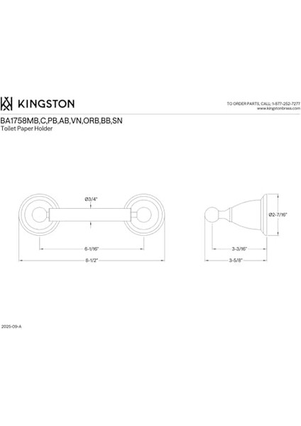 Brass BA1758BB Tuvalet Kağıdı Tutucu, Fırçalanmış Pirinç