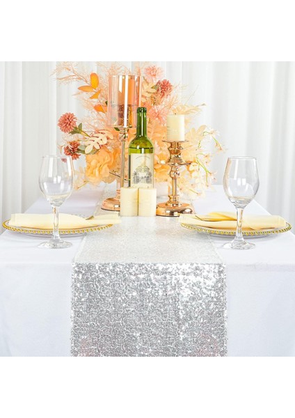 Masa Örtüsü, 30X180CM Parlak Kumaş Masa Şeridi Dekorasyonu, Payetli Masa Örtüsü, Şık Parti Malzemeleri Için Tatil Düğün Doğumgünü Açık Hava Parti Dekoru