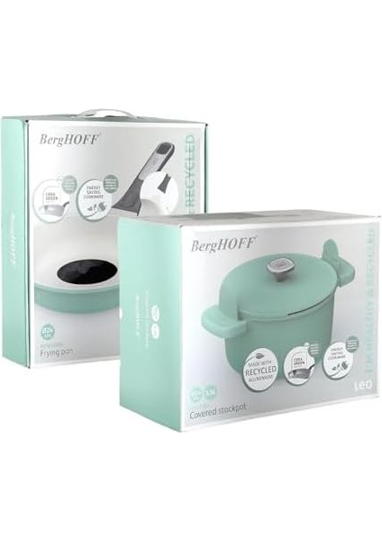 Kapaklı Yapışmaz Derin Tencere 24 cm ve Kızartma Tavası 24 cm Green