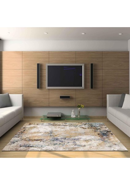 Dizayn Maddox Desenli Pamuk Tabanlı Yıkanabilen Kaydırmaz Antibakteriyel Salon Halısı 120X180