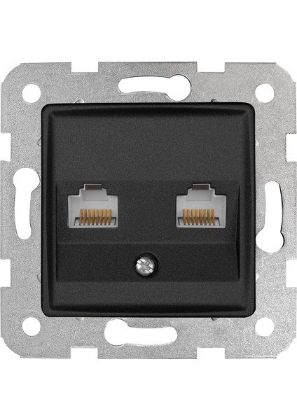 Gece Siyahı Ikili Data Cat6 Mekanizma ve Kapak