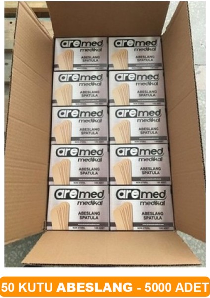 Abeslang Tahta 1 Koli 5000 Adet Ahşap Spatula, 100'LÜ Kutu x 50