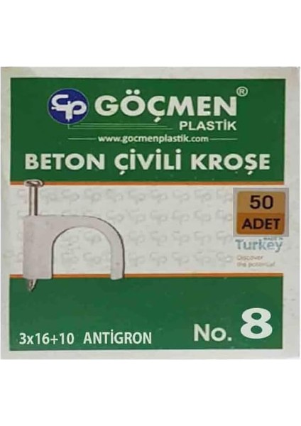 Göçmen Çivili Kroşe 8 Numara 50&apos;li Paket