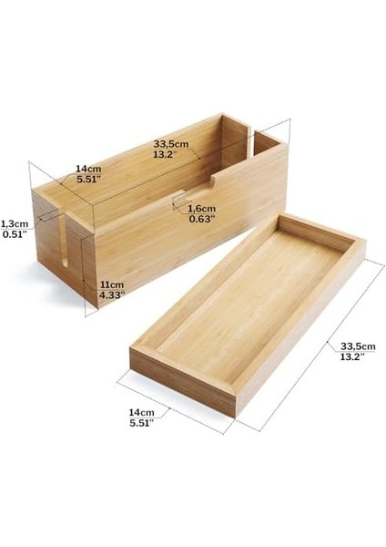Kd Essentials – Kapaklı Bambu Saklama Kutusu (Şarj Cihazlarını ve Uzatmalı Prizleri ve Kabloları Saklamak Için Uygundur, Kablo Yönetimi Için Kablo Kutusu, Ahşaptan Yapılmıştır)