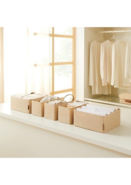 6&apos;lı Jüt Kumaş Çekmece Içi Düzenleyici Kutu 2 Adet 28 x 28 x 13/2 Adet 28 x 13 x 13/2 Adet 14 x 14 x 13 cm