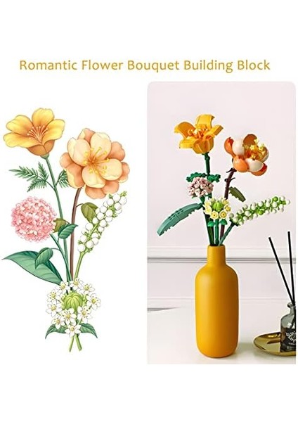 Çiçek Buketi Yapı Seti, Yapay Çiçekler Yapı Taşları Setleri, Ev Dekorasyonu, Yetişkinler Için 568 Adet Yaratıcı Botanik Koleksiyonu Hediye, ile Uyumlu Değil (/ortanca/begonya) fiyatları