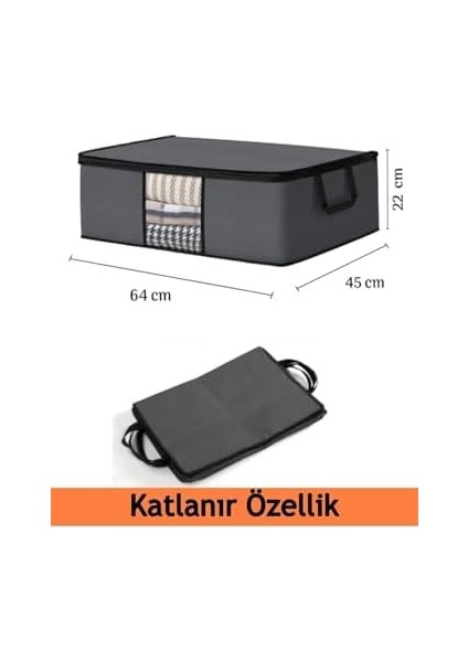 3 Adet Gri Pencereli Giysi Hurcu Saklama Çantası 64X45X22 modelleri