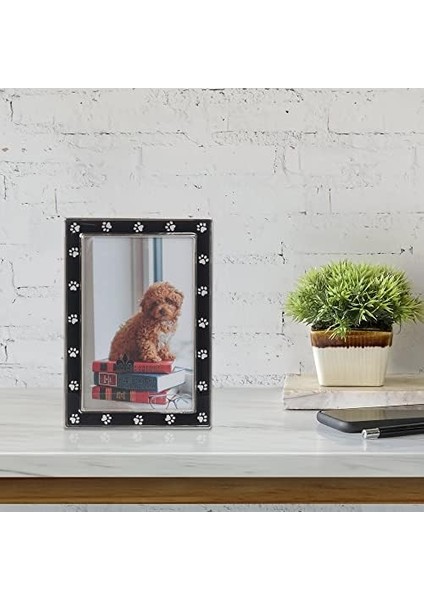 4x6 Gümüş Metal ve Siyah Resim Çerçevesi, Pençe Baskı Tasarımı