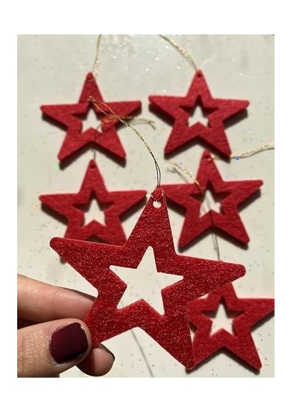 Mini Tasarım Atölyem Kırmızı Içi Boş Yıldız Keçe Yılbaşı Ağacı Süsü Kırmızı fiyatları