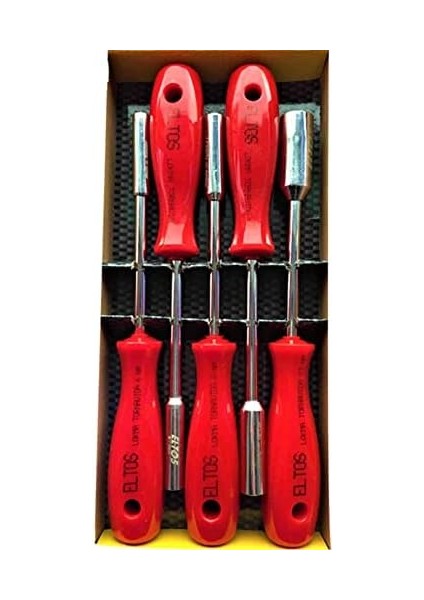 5 Li Lokma Tornavida Seti Sertleştirilmiş Özel Uçlu Lokma Takımı Red Series 1410