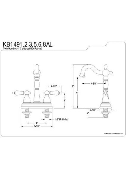 KB1495AL Çubuk Musluk, 4-3/4 "emzik Erişimi, Yağlı Bronz fiyatları