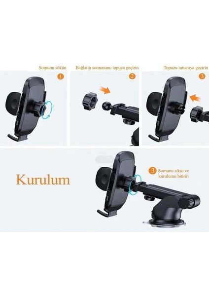 Uygun Elektronik Otomatik Klipsli Araba Telefon Tutucu Ayarlanabilir Cam ve Torpido Için Yüksek Kalite Tutucu, Vakumlu Uzayan Araç Içi Telefon Tutucu Ayarlanabilir Akrobat,tek Tuşla Açılır Kanatlar