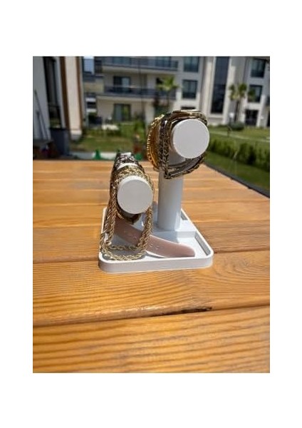 2 Katlı Takı Organizer Düzenleyici T Stand Bileklik & Saat Standı Beyaz modelleri