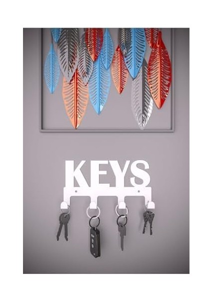 Keys Metal Anahtar Askısı – Duvar Anahtarlık & Anahtar Düzenleyici - Beyaz modelleri