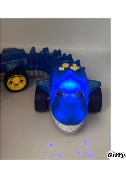 Oyuncak Pilli Sesli LED Işıklı Hareketli Demo Modlu Timsah/köpek Balığı (Mavi) fiyatları