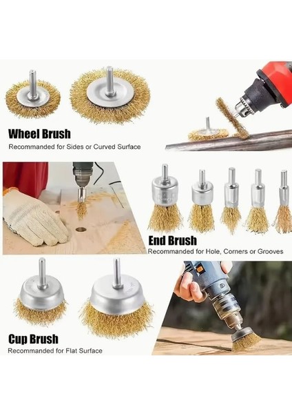 6&apos;lı Çelik Tel Çanak Fırça Seti Matkap Ucu Dairesel Pas Sökücü Temizleme Yağ Çapak Alma Parlatma Sıyırma Zımpara Ahşap Metal Çelik Kaynak Boya Çıkarıcı Kazıma Aparatı modelleri