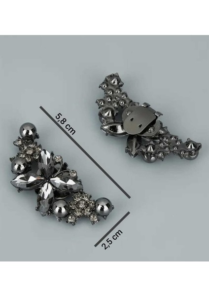 Ayakkabı Tokası -Çanta Charm -Broş Bir Çift Çıkarılabilir Klipsli Taşlı Kelebek Tasarım (BC-1212) modelleri