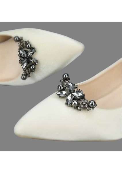 Ayakkabı Tokası -Çanta Charm -Broş Bir Çift Çıkarılabilir Klipsli Taşlı Kelebek Tasarım (BC-1212)