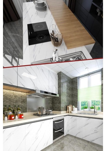 Mermer Desenli Yapışkanlı Silinebilir Tezgah Üstü Folyo 5 Metre Beyaz 1420 fiyatları