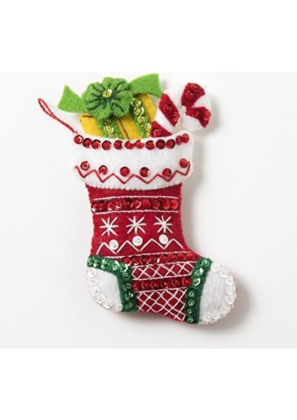 Bucilla, Mavi, Beyaz, Kırmızı, 45,7 Cm- Çorabı Keçe