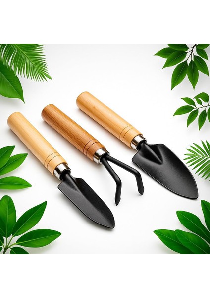 Mini Ahşap Hobi Bahçe Seti 3 Parça | Kürek, Tırmık ve Ince Kürek | Dayanıklı Ahşap Saplı, Metal Uçlu, Hobi ve Saksı Bitkileri Için Mini Bahçe Alet Seti modelleri