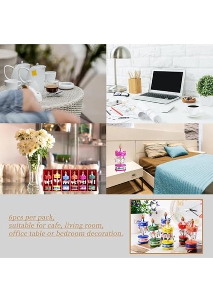 6’lı Ahşap Mini Süs Seti – Asılabilir Ağacı ve Masa Dekoru, Renkli El Boyama Tasarım, Ev, Parti ve Hediye Için Dekoratif Aksesuar modelleri