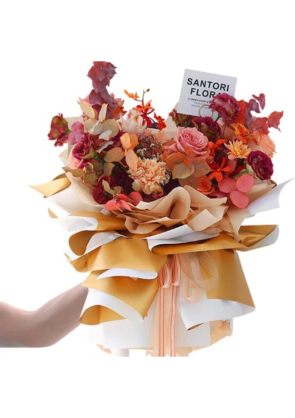 Çiçek Ambalaj Kağıdı 20LI, Çift Yüzlü Mat Şeffaf Hediye Buket Sargı Kağıdı, Beyaz & Altın, 58X58 cm fırsatları