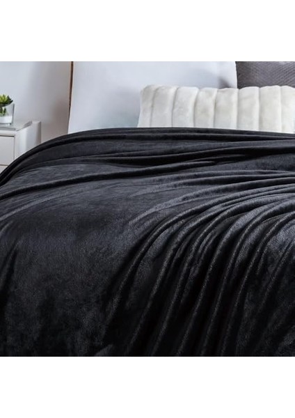 Battaniye, 280GSM Süper Yumuşak Polar Yatak Battaniyesi, Rahat ve Hafif Flanel Battaniye, Yatak, Koltuk, Seyahat ve Kamp Için (Siyah, 150X200CM) modelleri