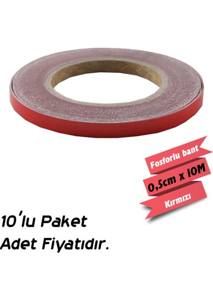 carub fosforlu bant kırmızı 0,5 cm x 10 mt