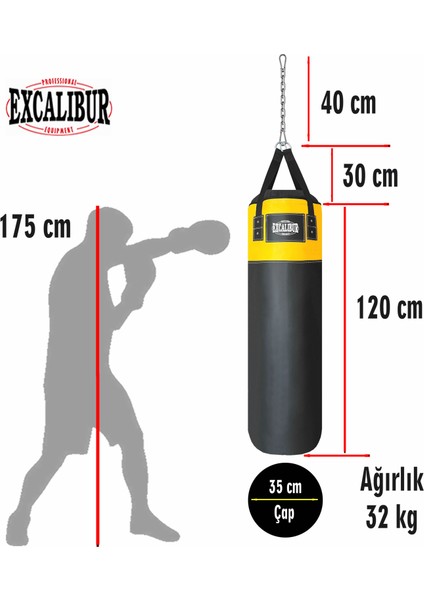 Sunstar Boks Kum Torbası 120 x 35 cm Sarı modelleri