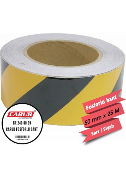 carub fosforlu bant çapraz sarı siyaj 5cm x 25 mt