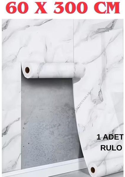 60CMX300CM Tek Parça Yapışkanlı Rulo Mermer Desenli Duvar Paneli Kağıdı Silinebilir CF-1060-ALYA