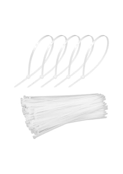 Plastik Kablo Bağı, 100 Adet, Dayanıklı, Kablo Tutturma Bağı, 6,6 Naylon, Kablo Kelepçesi, Tel Bağı Seti, Elektrik Tesisatı, Ofis, Ev Kullanımı Için Kablo Düzenleyici (Beyaz, 3,6X200 Mm)