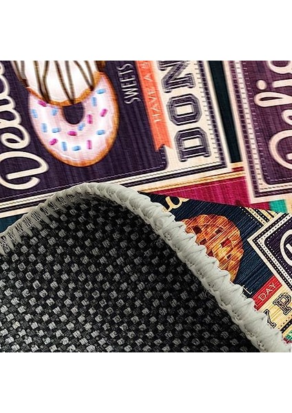 Dizayn Krizan Desenli Pamuk Tabanlı Yıkanabilen Kaydırmaz Antibakteriyel Salon Halısı 80X150