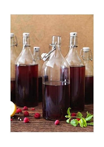 Korken Şeffaf Cam Şişe, Tıpalı, Yağ, Sirke, Içecek, Bira, Su, Kombucha, Kefir, Soda Için Sallanan Şişeler, (481 Ml)