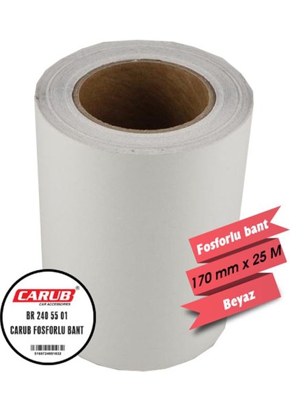 carub fosforlu bant beyaz 17cm x 25 mt